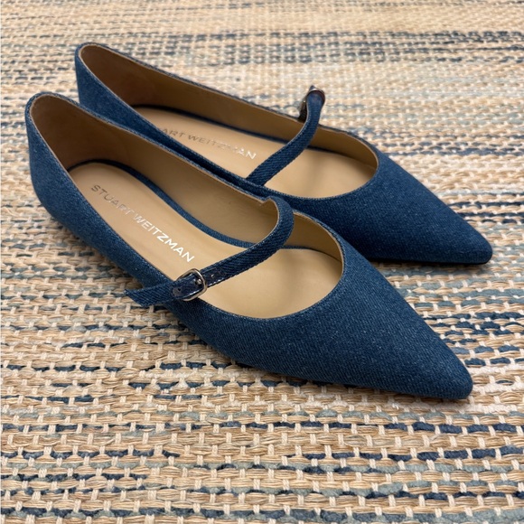 Stuart Weitzman Shoes - NWOT Stuart Weitzman Emilia Denim Mary Jane Ballet Flats